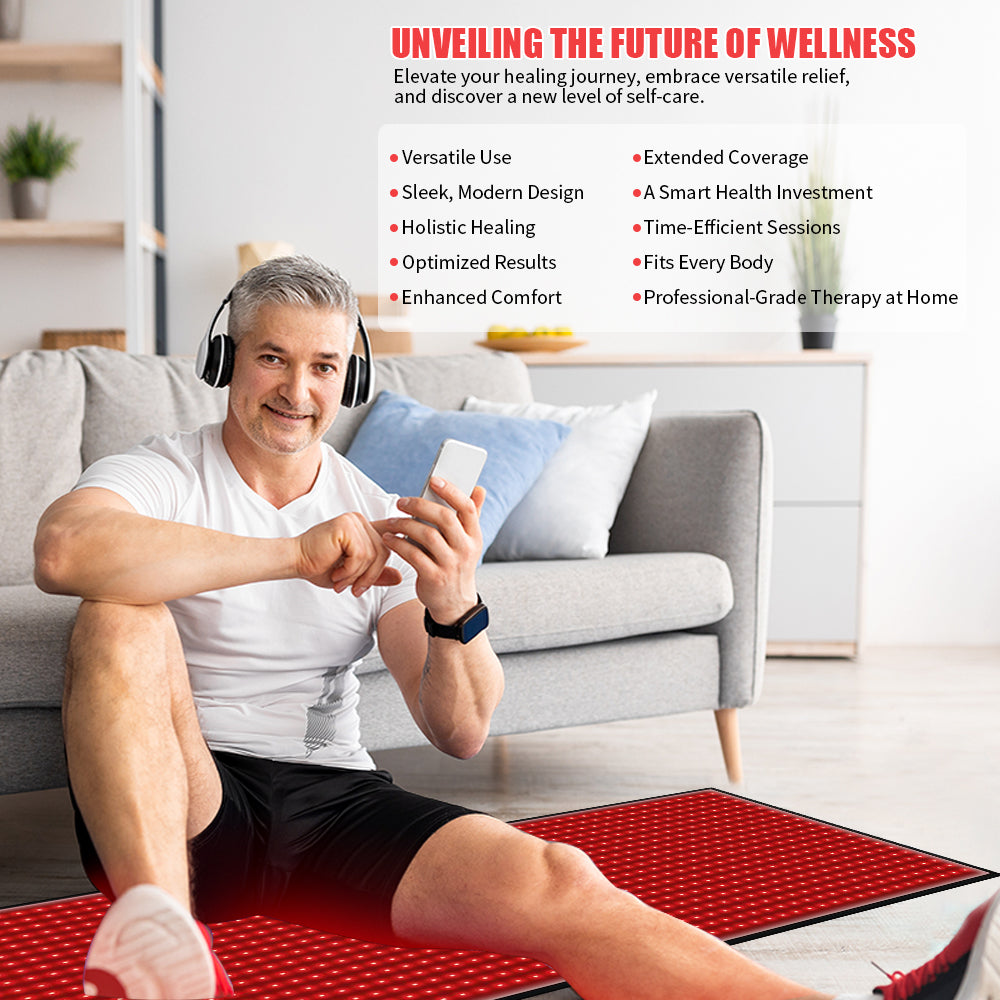 Full body Red Light Therapy Mat for Whole Body - 70.9 * 31.5 Inch 1280 LEDs