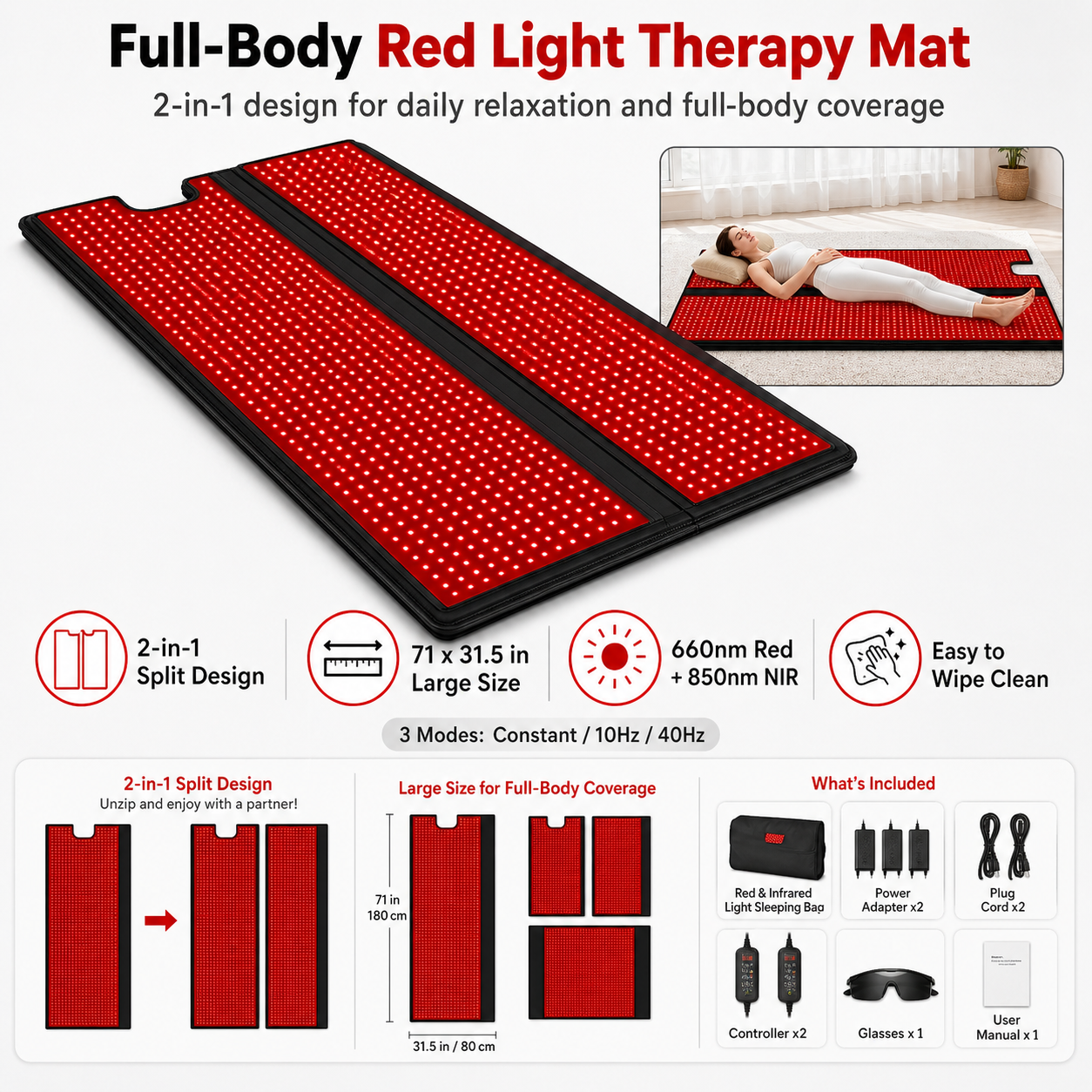 1.8m Full body Red Infrared Light Therapy Sleeping bag 2520 LEDs