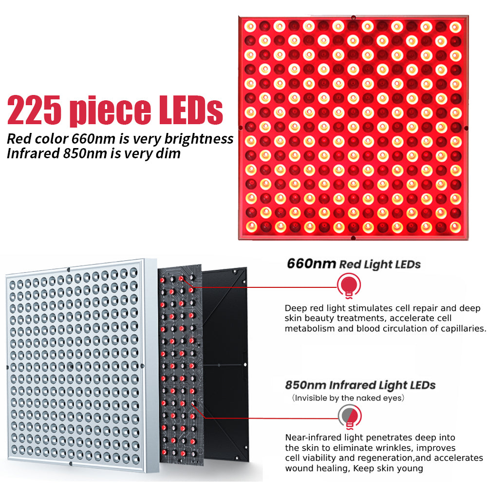 Red Light Therapy Panel 45W - 660nm and Near-Infrared 850nm LED Light Combo