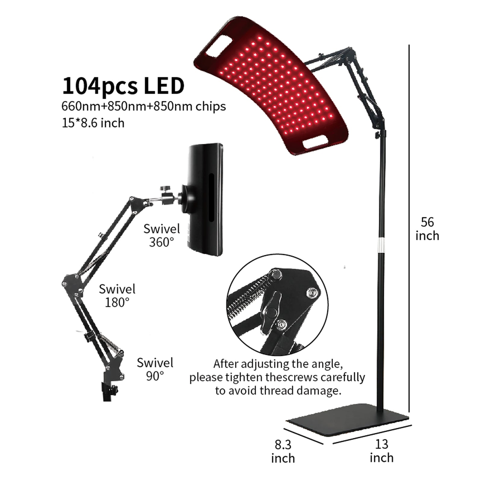 Red Light Therapy Lamp for Face and Body, Infrared Light Therapy Lamps with Adjustable Stand 660nm Red Light & 850nm Near Infrared Light Therapy Lamp Device at Home with Timer