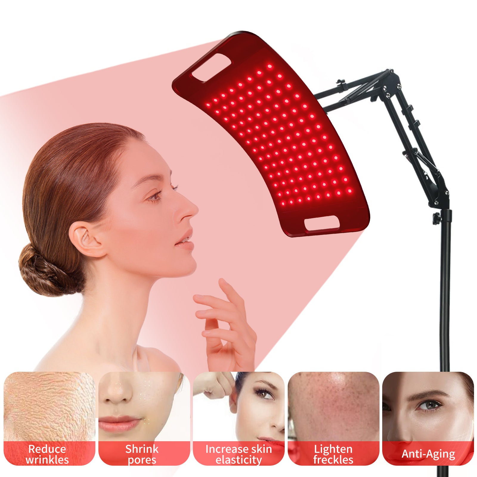 Red Light Therapy Lamp for Face and Body, Infrared Light Therapy Lamps with Adjustable Stand 660nm Red Light & 850nm Near Infrared Light Therapy Lamp Device at Home with Timer